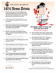 News of 1974 Trivia