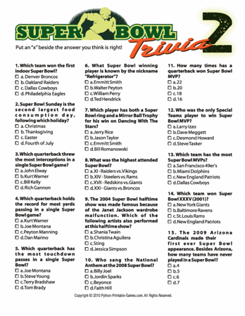 printable super bowl trivia questions and answers