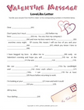 Valentine Letter Mad Libs